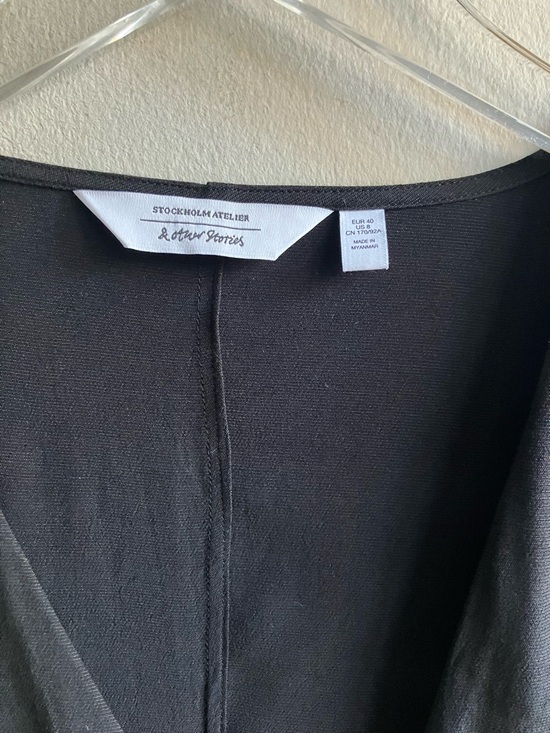 & Other Stories Black Flowy Long Sleeve Shirtdress Size 8 Mini Boho Minimalist - Picture 5 of 11